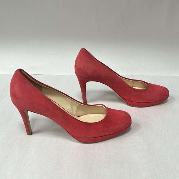 Hogl Red Suede High Heel Pumps Almond Toe Size 6.5 - Picture 5 of 8